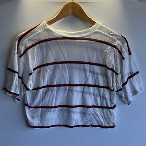 Reformation White and Red Striped Crop Top